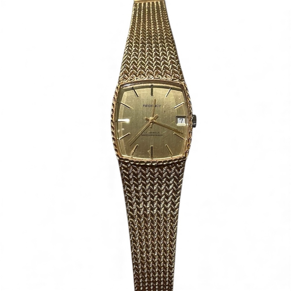 Regency 17 Jewel Vintage Gold Tone Men Watch Needs A Battery
